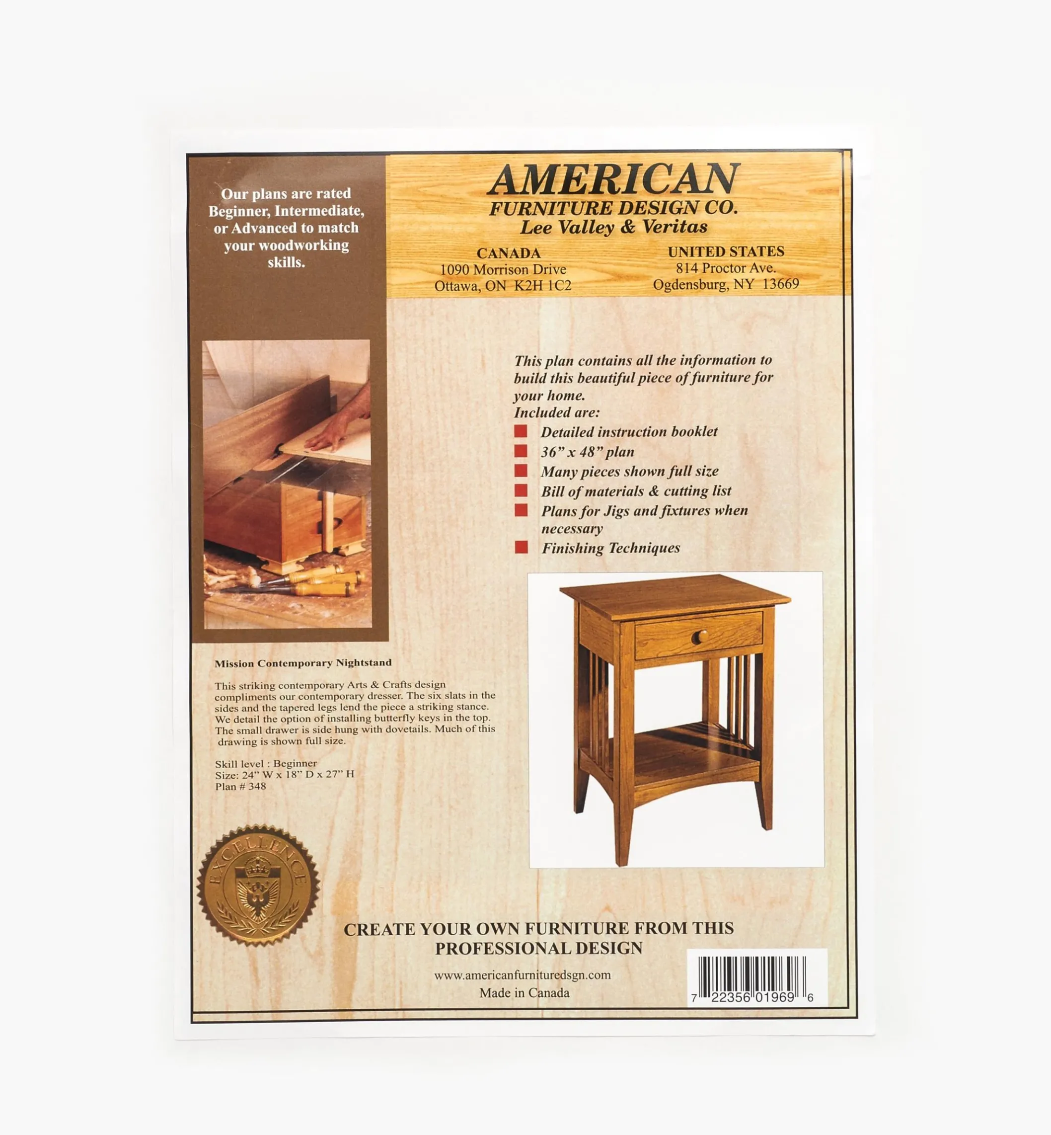 Mission Contemporary Nightstand Plan
