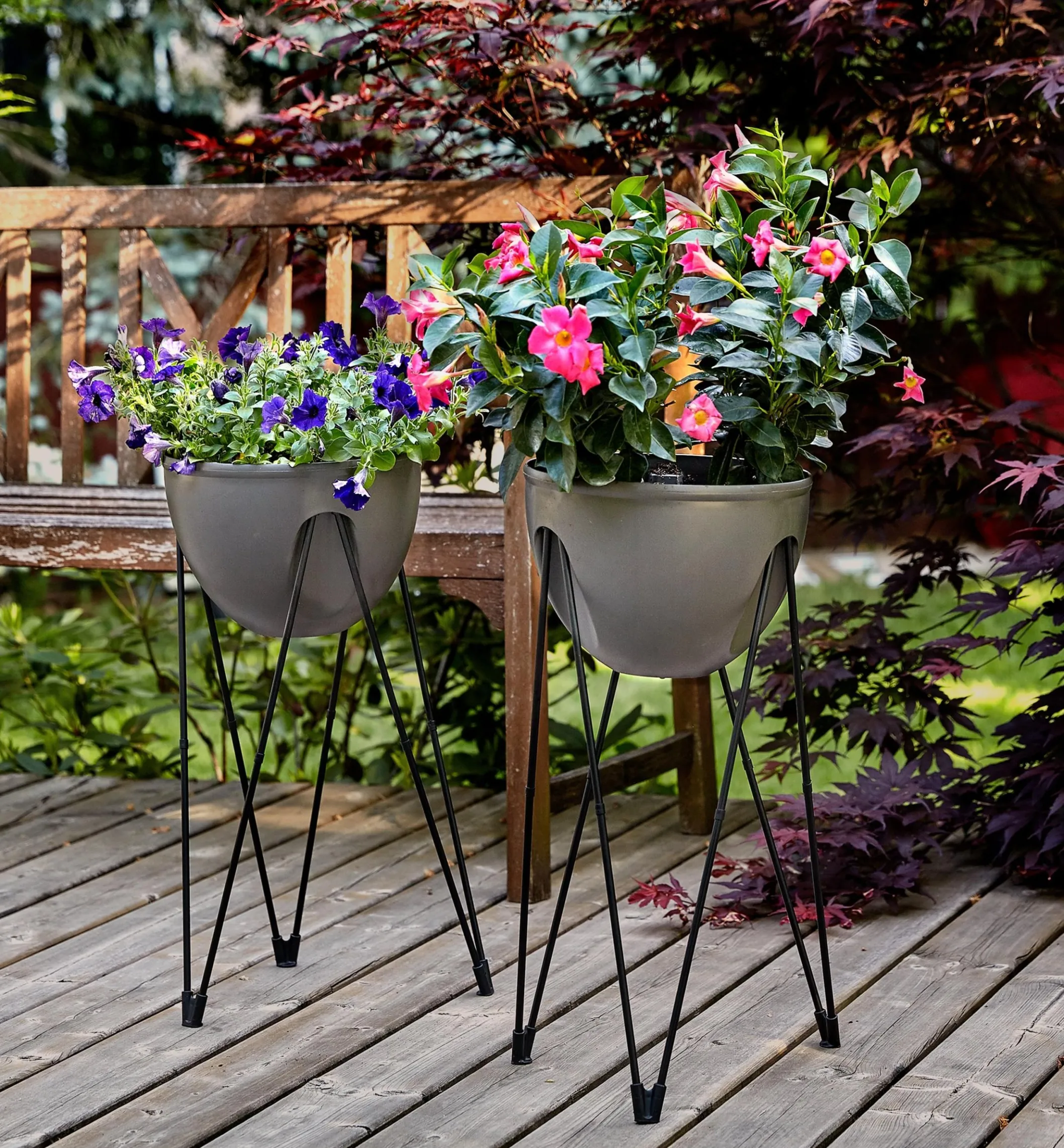 Pair Of Self-Watering Tripod Planters