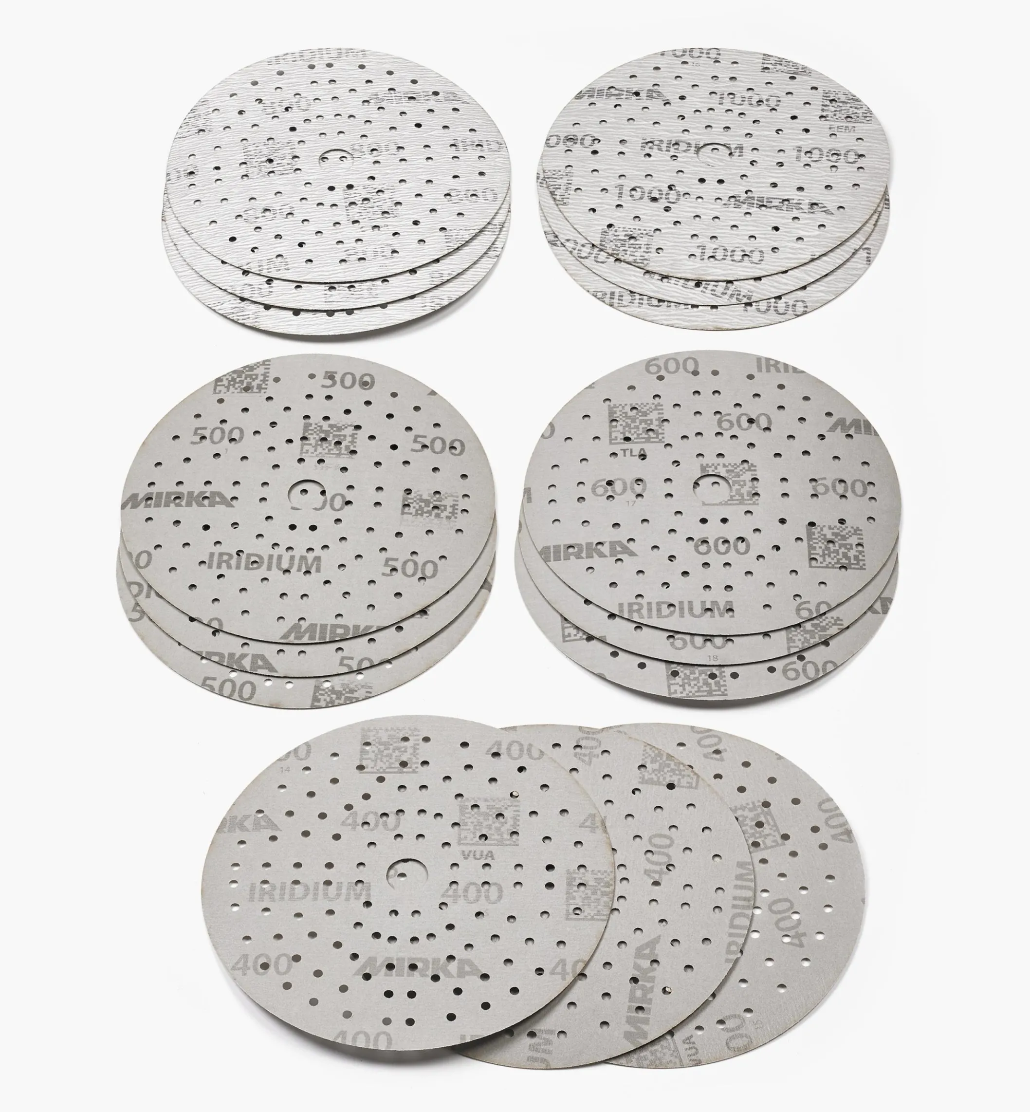 15-Pc. Sample Pack Of Mirka 6" Fine 121-Hole Iridium Grip Discs