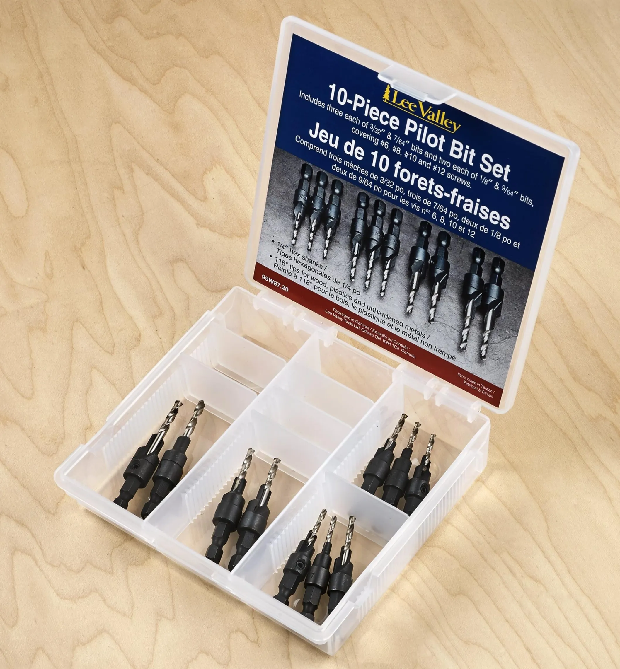 Set Of 10 Countersink/Counterdrill Pilot Bits