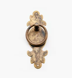 Solid Brass Plate Ring Pull With Escutcheon
